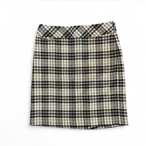 L.L. Bean Wool Blend Plaid Houndstooth Pencil Skirt